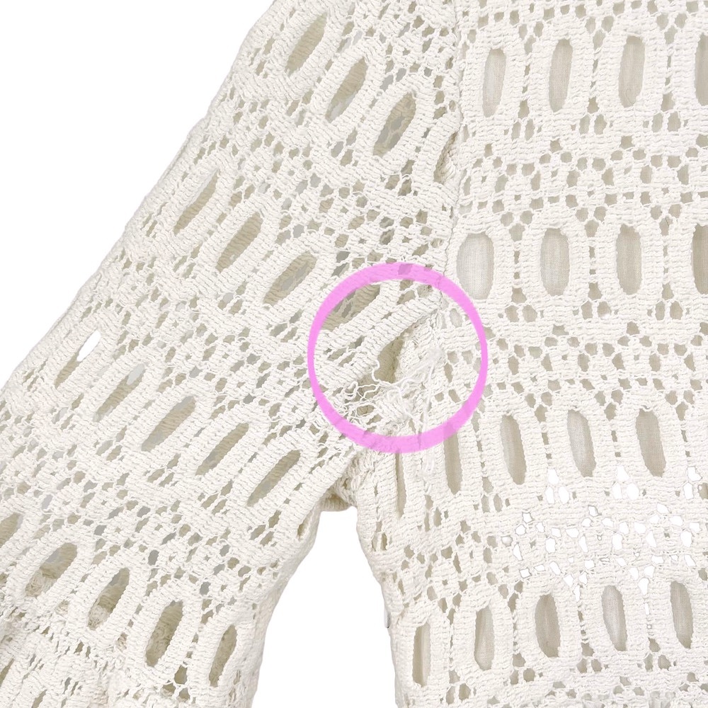 TRINA TURK Off White Cotton Eyelet Crochet Sheath Dress - Size 8 - Picture 7 of 14